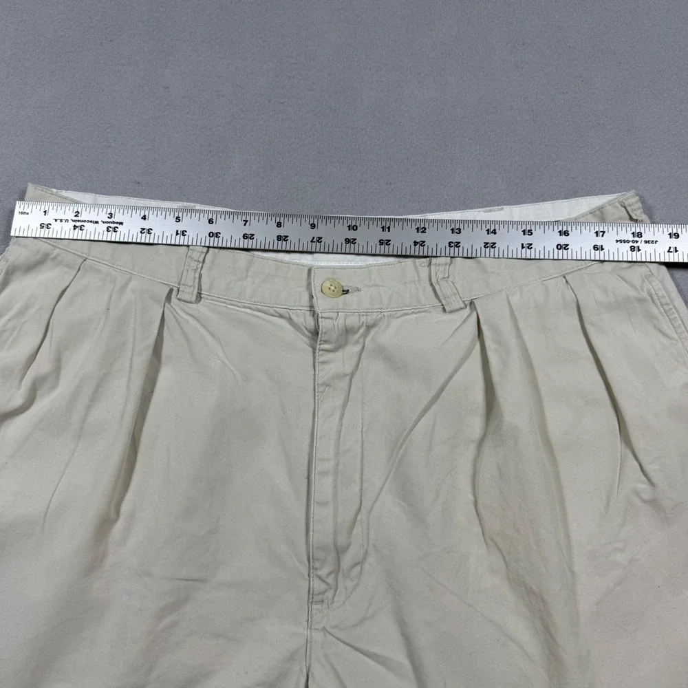 Polo Golf Ralph Lauren Mens Tan Beige Pleated Chino Shorts‎ Cotton Size 37
